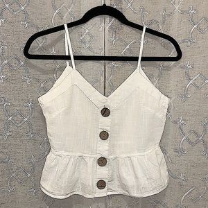 White Button-Up Tank Top